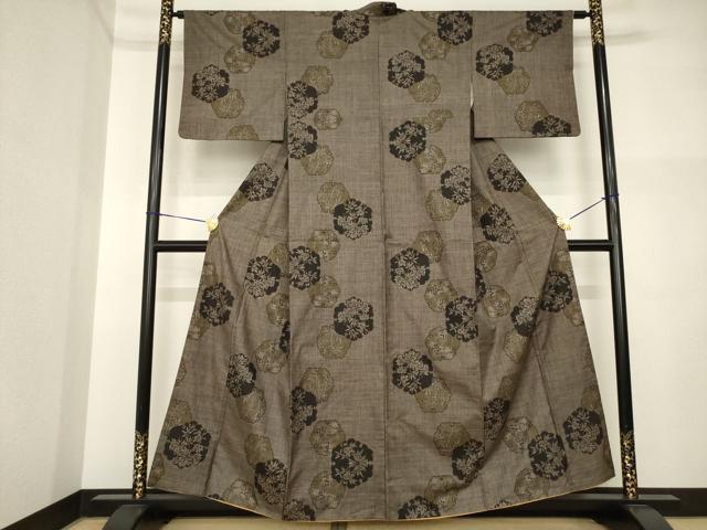 平和屋着物●本場大島紬 一元7マルキ 雪輪花文 正絹 逸品 AABI5309ck