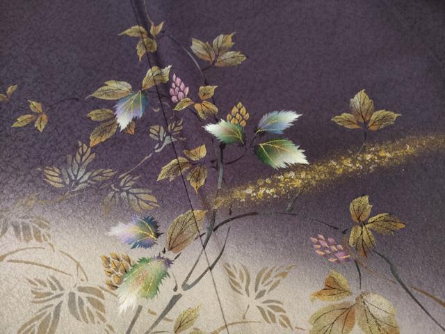 平和屋着物●和紙染染色作家・植村彩弘 訪問着 蔦草文 暈し染め 金彩 やまと誂製 正絹 逸品 AABI5312ck