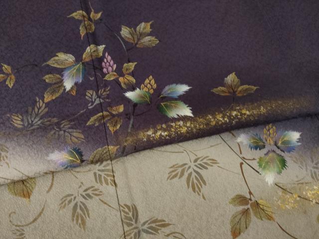 平和屋着物●和紙染染色作家・植村彩弘 訪問着 蔦草文 暈し染め 金彩 やまと誂製 正絹 逸品 AABI5312ck