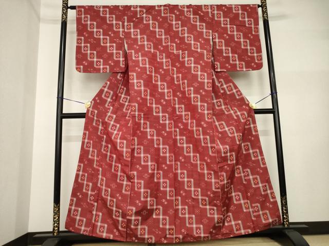 平和屋着物●本場琉球絣 紬 バンジョウ 正絹 逸品 AABI5315ck