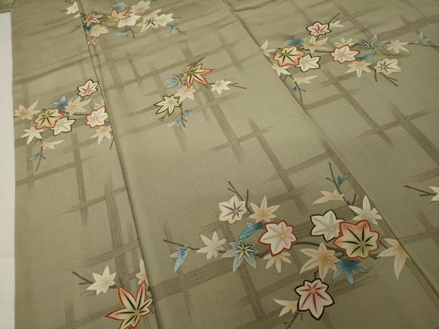 平和屋着物●上質な小紋 楓 金彩 正絹 逸品 AABI5324ck