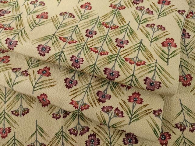 平和屋着物●上質な小紋 型染め 草花文 正絹 逸品 AABI5326ck
