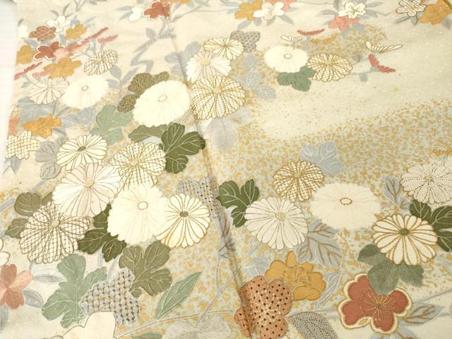平和屋着物●訪問着 中国三大刺繍 汕頭刺繍 スワトウ刺繍 相良刺繍 枝花文 金彩 正絹 逸品 AABI5329ck