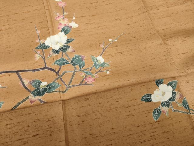 平和屋着物●石川県指定無形文化財 牛首紬 白山工房 手織り 訪問着 友禅 作家物 枝花文 正絹 逸品 AABI5333ck