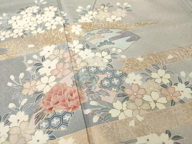 平和屋着物●訪問着 地紙吉祥花文 金彩 正絹 逸品 AABI5337ck