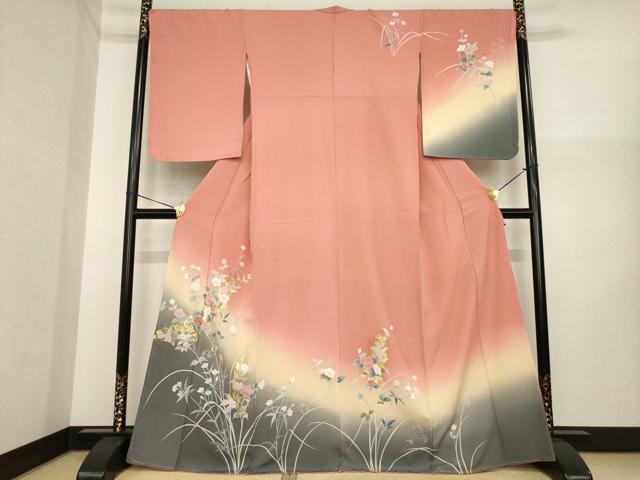 平和屋着物●訪問着 草花文 暈し染め 金彩 正絹 逸品 未使用 AABI5339ck