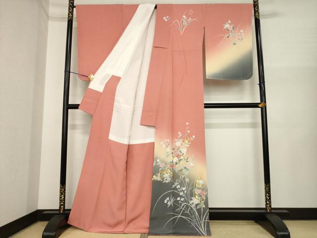 平和屋着物●訪問着 草花文 暈し染め 金彩 正絹 逸品 未使用 AABI5339ck