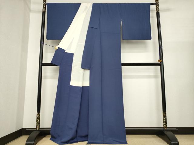 平和屋着物●上質な色無地 作家物 青褐色 正絹 逸品 AABI5340ck
