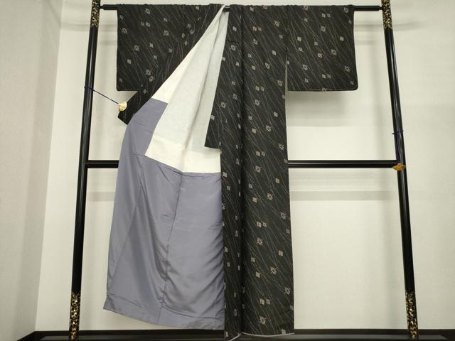 平和屋着物●上質な紬 菱文 正絹 逸品 AABI5346ck