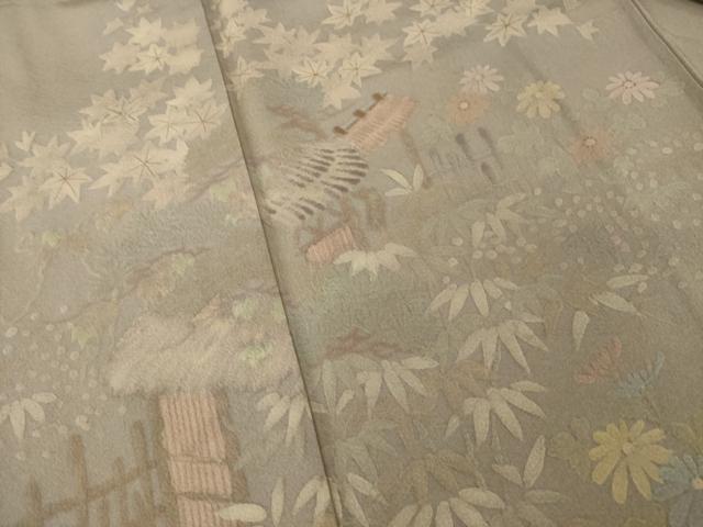 平和屋着物●訪問着 刺繍 風景文 正絹 逸品 AABI5351ck