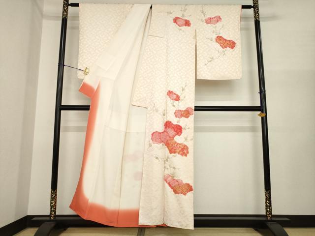 平和屋着物●訪問着 駒刺繍 桐 正絹 逸品 AABI5358ck
