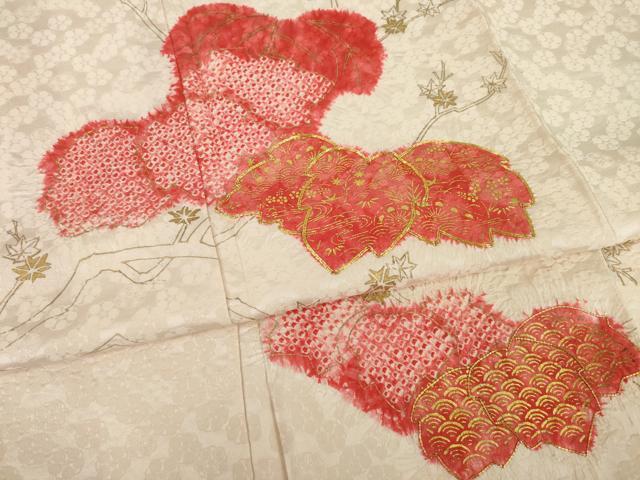 平和屋着物●訪問着 駒刺繍 桐 正絹 逸品 AABI5358ck
