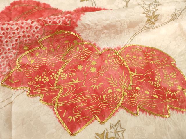 平和屋着物●訪問着 駒刺繍 桐 正絹 逸品 AABI5358ck