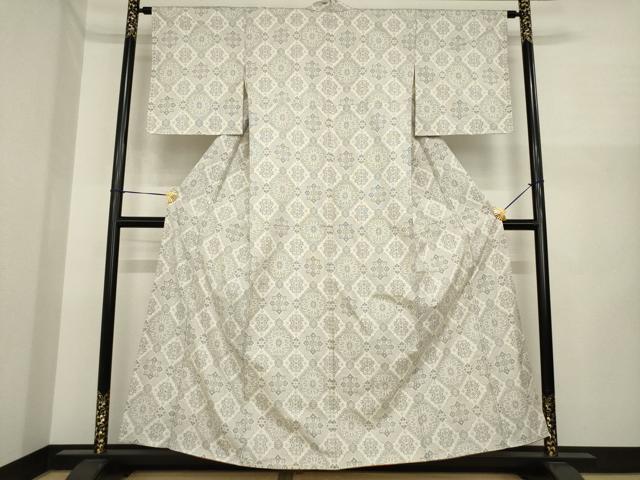 平和屋着物●本場大島紬 白大島 カタス9マルキ 飾花文 正絹 逸品 AABI5359ck