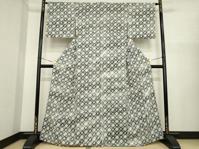 平和屋着物●上質な小紋 総絞り 網目文 正絹 逸品 AABI5360ck