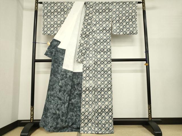 平和屋着物●上質な小紋 総絞り 網目文 正絹 逸品 AABI5360ck