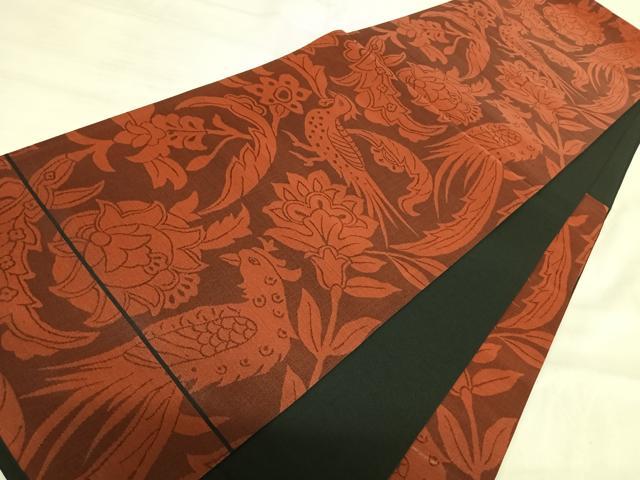 平和屋着物◎六通柄袋帯 花鳥文 正絹 逸品 AABI5369yx