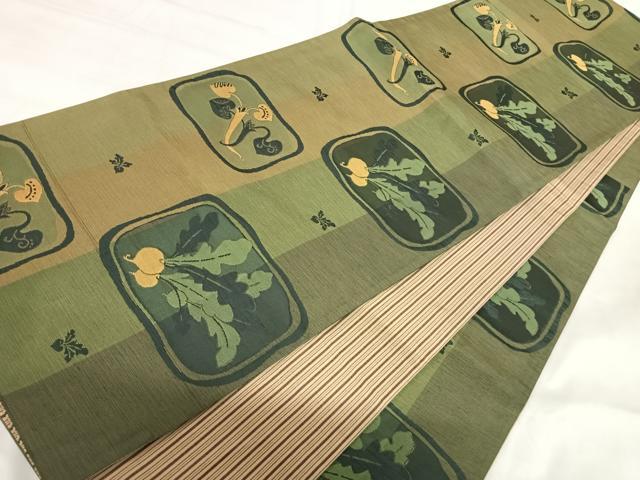 平和屋着物◎六通柄袋帯 成り物 正絹 逸品 AABI5375yx