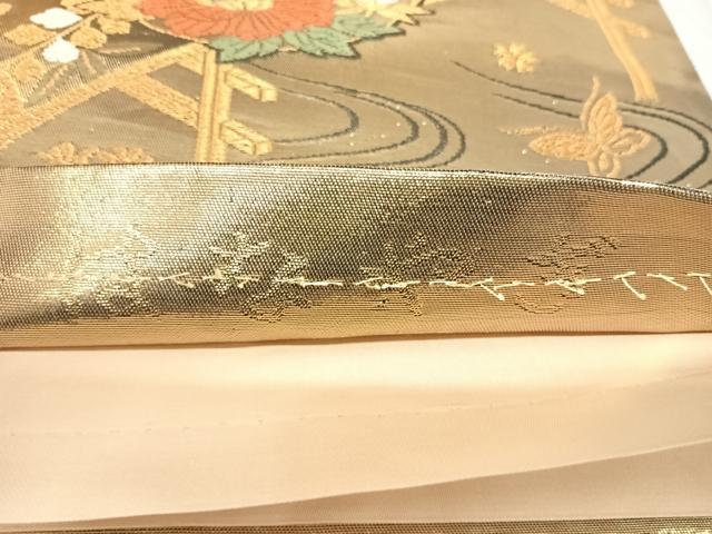 平和屋着物◎六通柄袋帯 唐織 はなやぎ 金糸 正絹 逸品 AABI5380yx