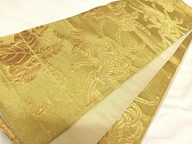平和屋着物◎六通柄袋帯 桐竹鳳凰 金糸 正絹 逸品 AABI5390yx