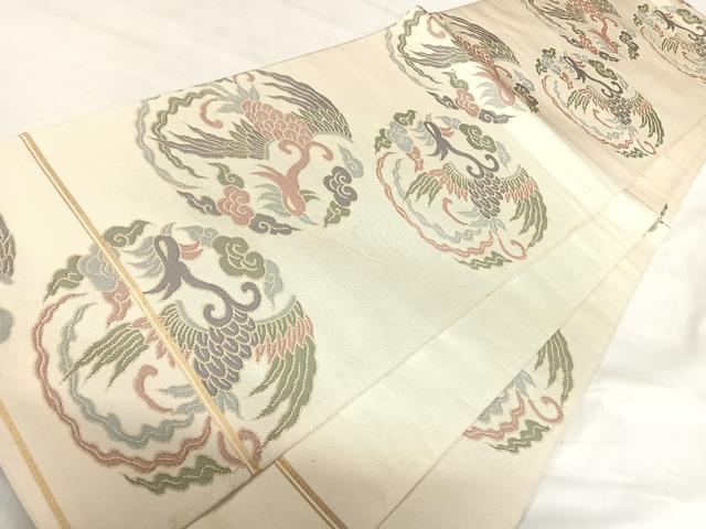 平和屋着物◎全通柄 本袋帯 鳳凰 金糸 正絹 逸品 AABI5409yx