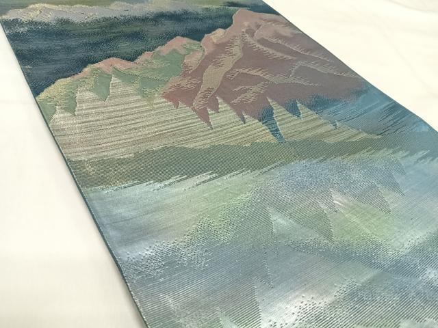 平和屋着物◎六通柄袋帯 風景文 金銀糸 正絹 逸品 AABI5412yx