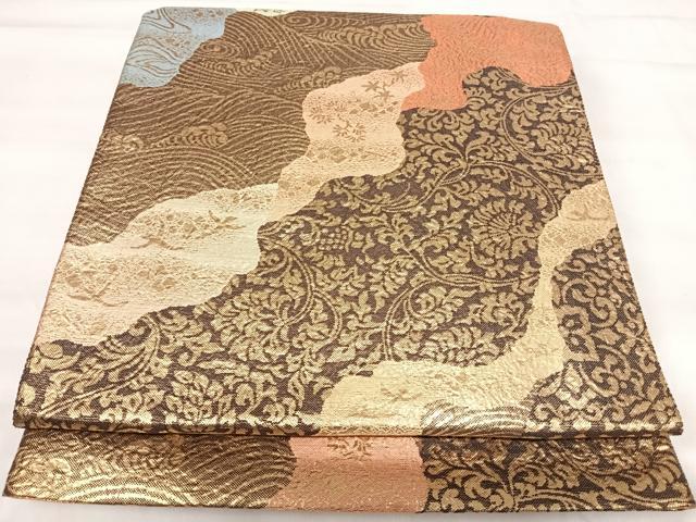 平和屋着物◎佐賀錦 六通柄袋帯 更紗花唐草文 金糸 正絹 逸品 AABI5415yx