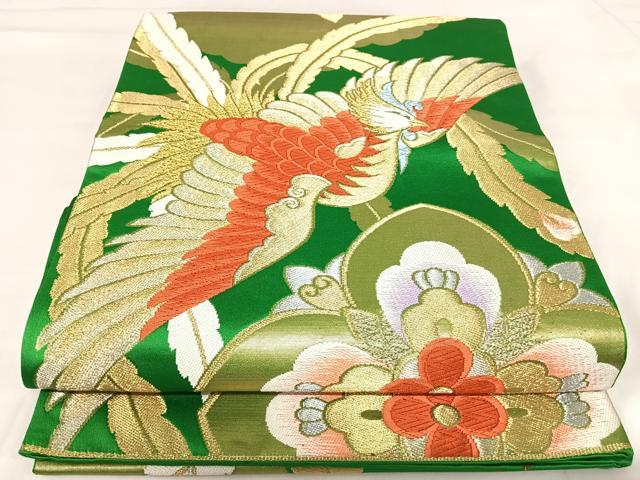 平和屋着物◎六通柄袋帯 唐織 鳳凰花文 金銀糸 正絹 逸品 AABI5426yx