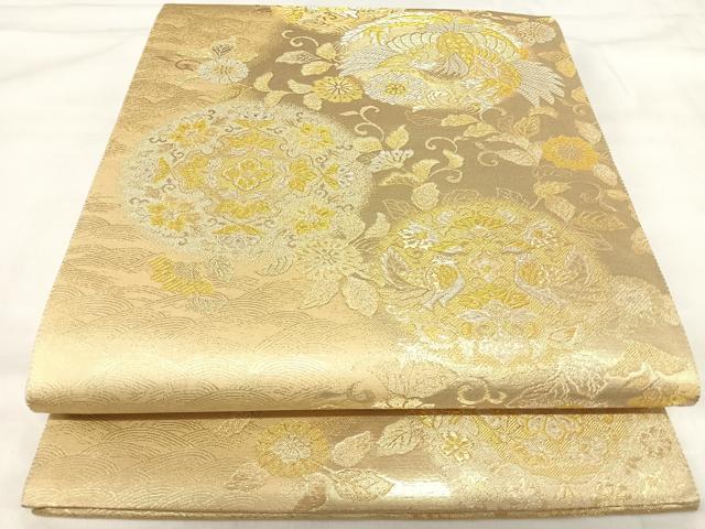 平和屋着物◎六通柄袋帯 鳳凰花文 金銀糸 正絹 逸品 AABI5432yx
