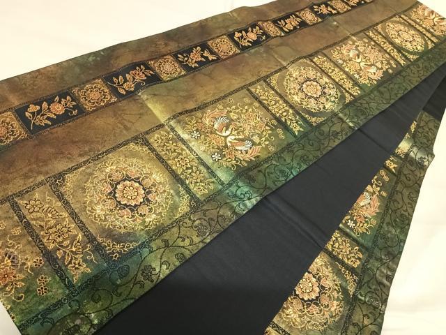 平和屋着物◎六通柄袋帯 鳳凰花唐草文 金糸 引箔 正絹 逸品 AABI5433yx