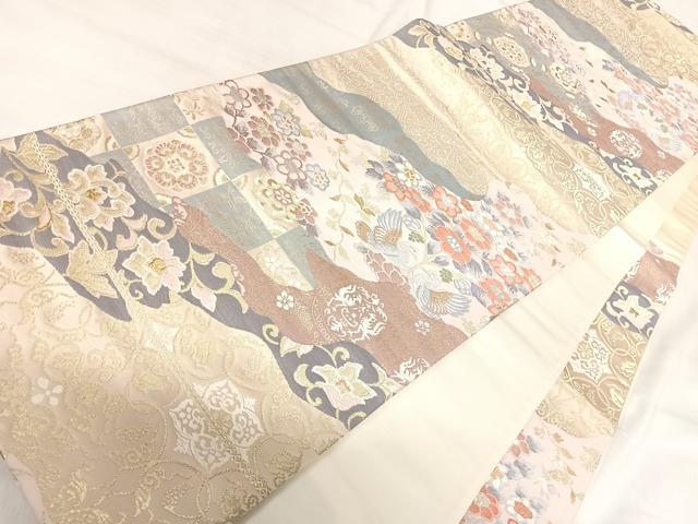 平和屋着物◎六通柄袋帯 双鳥花文 金糸 正絹 逸品 AABI5435yx