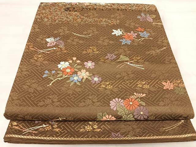 平和屋着物◎六通柄袋帯 唐織 枝花文 金糸 正絹 逸品 AABI5448yx