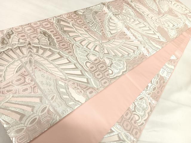 平和屋着物◎西陣 六通柄袋帯 能衣双蝶文 銀糸 正絹 逸品 AABI5452yx