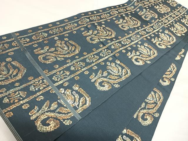 平和屋着物◎六通柄 本袋帯 花唐草文 金糸 正絹 逸品 AABI5456yx