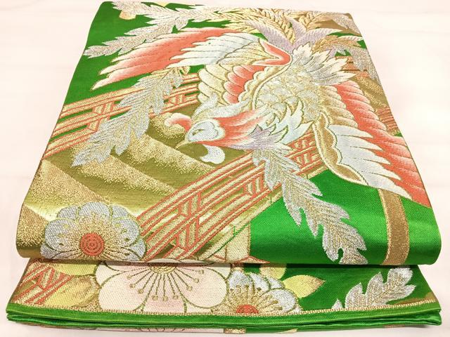 平和屋着物◎六通柄袋帯 唐織 鳳凰花文 金銀糸 正絹 逸品 AABI5458yx