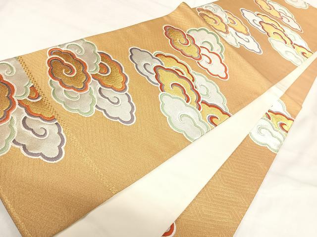 平和屋着物◎六通柄袋帯 唐織 雲重ね文 金銀糸 正絹 逸品 AABI5488yx