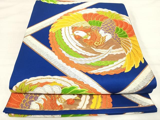 平和屋着物◎六通柄袋帯 唐織 鳳凰丸文 金銀糸 正絹 逸品 AABI5490yx