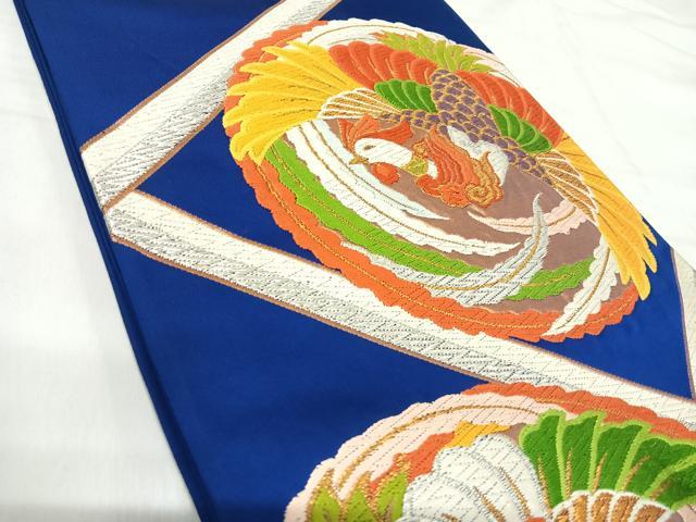 平和屋着物◎六通柄袋帯 唐織 鳳凰丸文 金銀糸 正絹 逸品 AABI5490yx