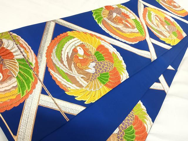 平和屋着物◎六通柄袋帯 唐織 鳳凰丸文 金銀糸 正絹 逸品 AABI5490yx
