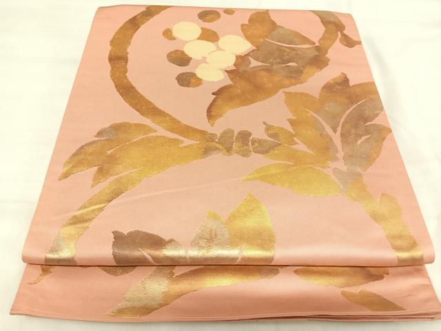平和屋着物◎六通柄袋帯 花唐草文 金糸 正絹 逸品 AABI5496yx