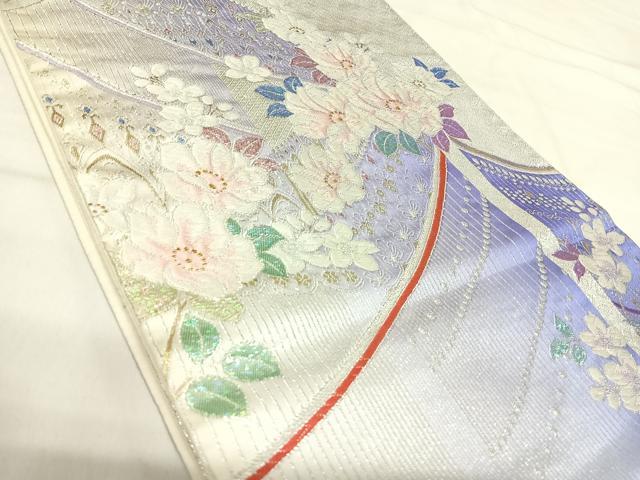 平和屋着物◎佐賀錦 六通柄袋帯 洋花文 金銀糸 正絹 逸品 AABI5504yx