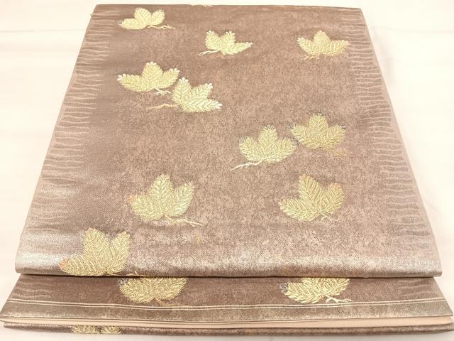 平和屋着物◎六通柄袋帯 松葉文 金糸 正絹 逸品 AABI5517yx