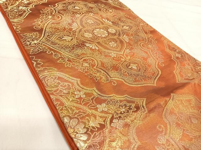 平和屋着物◎六通柄袋帯 飾花文 金糸 正絹 逸品 AABI5518yx