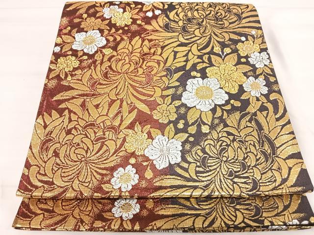 平和屋着物◎佐賀錦 六通柄袋帯 花尽くし 金糸 正絹 逸品 AABI5524yx