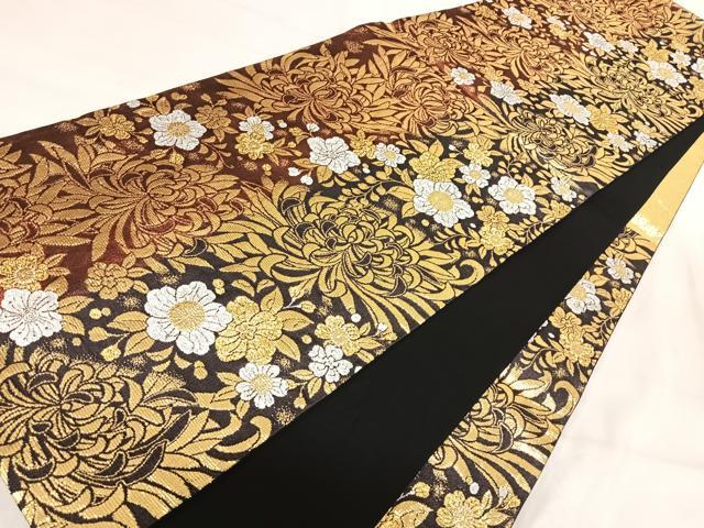 平和屋着物◎佐賀錦 六通柄袋帯 花尽くし 金糸 正絹 逸品 AABI5524yx