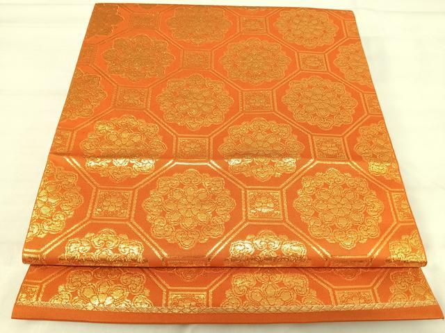 平和屋着物◎西陣 六通柄 本袋帯 蜀江花文 金彩 正絹 逸品 未使用 AABI5528yx