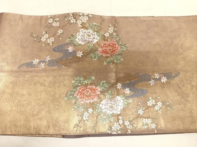 平和屋着物◎六通柄袋帯 唐織 花鳥文 金糸 正絹 逸品 AABI5529yx