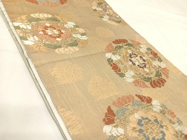 平和屋着物◎西陣 万勝織物謹製 六通柄袋帯 天平丸紋 金糸 正絹 逸品 AABI5557yx