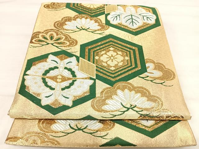 平和屋着物◎六通柄京袋帯 吉祥花蝶文 金糸 AABI5570yx