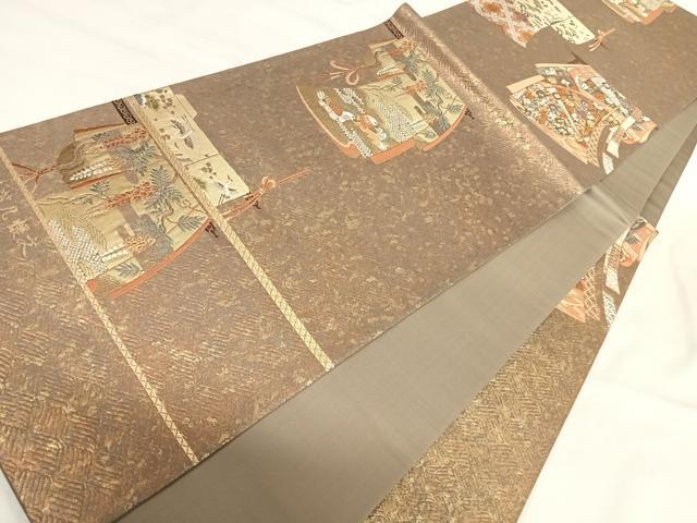 平和屋着物◎西陣 熊本織物謹製 六通柄袋帯 唐織 繍彩箔几帳文 金糸 正絹 逸品 AABI5571yx